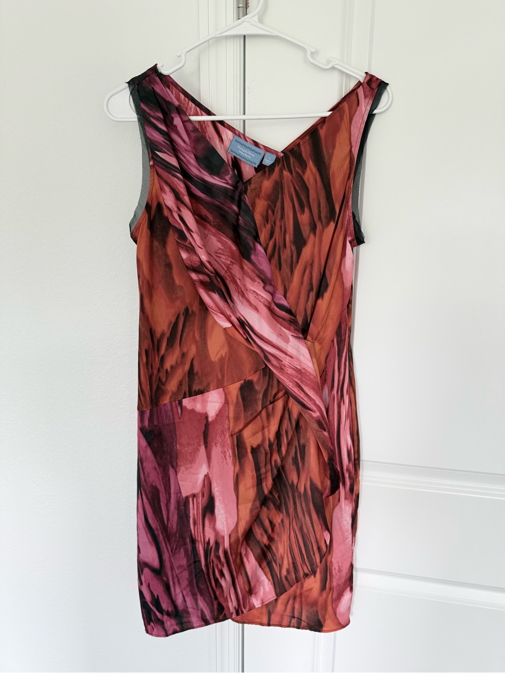 Simply Vera Vera Wang Pink & Rust Abstract Sleeveless Mini Dress